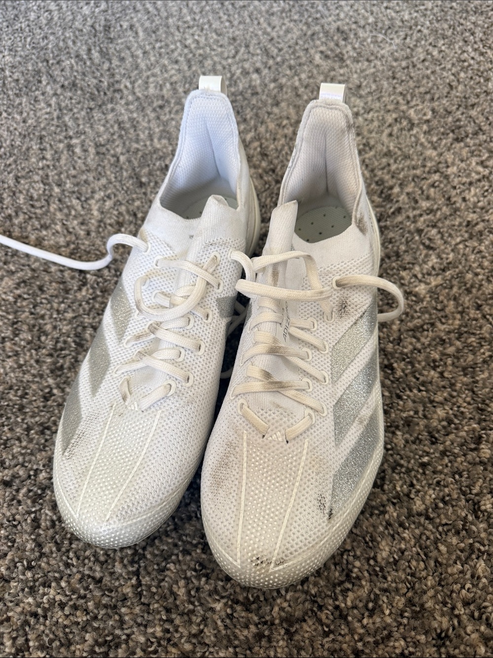 adidas Men’s White and Silver Lightweight Athletic Shoes
